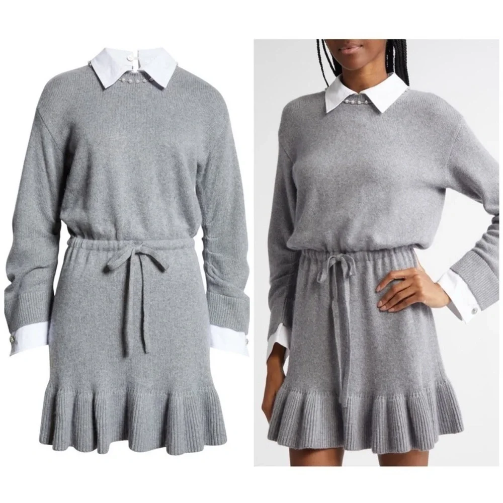 Cinq à Sept
Imitation Pearl Necklace Detail Long Sleeve
Layered Sweater Dress - Picture 2 of 10